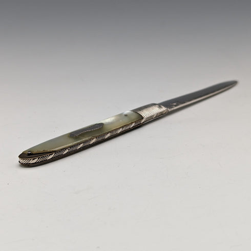 19世紀前半 ジョージアン 英国アンティーク 白蝶貝ハンドル 純銀ブレード ペンナイフ